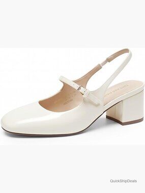 Patent PU Mary Jane Low Chunky Heel Slingback Square Toe Dress Pumps